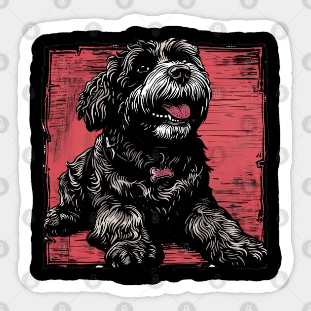 Retro Art Black Russian Terrier Dog Lover Sticker by June Sixteen